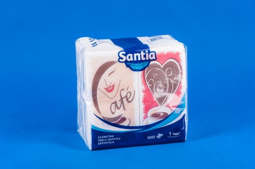 салфетки Santia-33х33/-х100бр.в пк./-сгънати